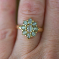 18CT YG CATSEYE CLUSTER RING