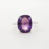 18ct wg large rectangular amethyst solitaire