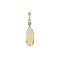 Solid Opal and Diamond Oval Pendant