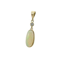 Solid Opal and Diamond Oval Pendant