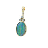 Large Opal Doublet and Diamond set Pendant