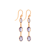 Bezel Triple Drop Earrings