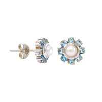 Circular Pearl Cluster Stud Earrings