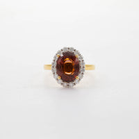 18CT YG PEACH TOURMALINE AND DIAMOND CLUSTER