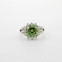 PLATINUM GREEN TOURMALINE & DIAMOND CLUSTER RING