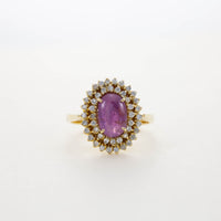 Star ruby & diamond cluster ring