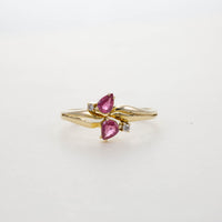 Pink sapphire & diamond twist ring