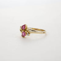 Pink sapphire & diamond twist ring