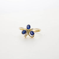 9ct YG Sapphire & diamond clover ring