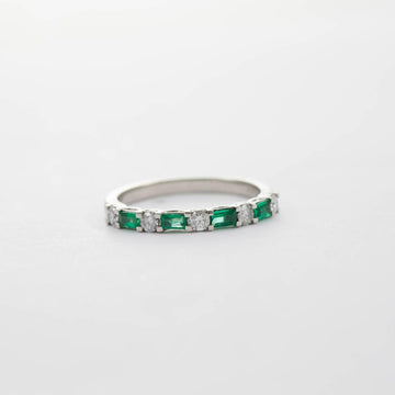 PLATINUM EMERALD & DIAMOND HALF ETERNITY RING