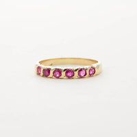 9CT YG SIX STONE RUBY TWIST HALF ETERNITY RING