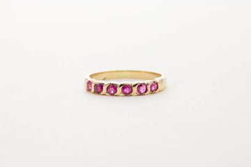 9CT YG SIX STONE RUBY TWIST HALF ETERNITY RING