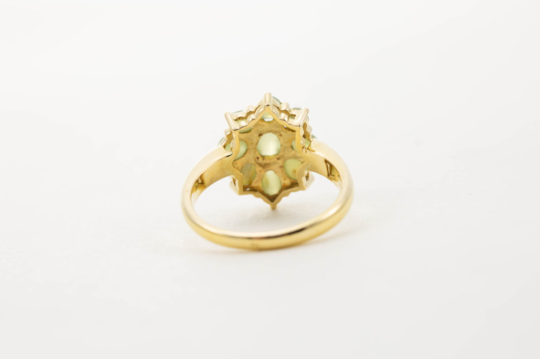 18CT YG CATSEYE CLUSTER RING