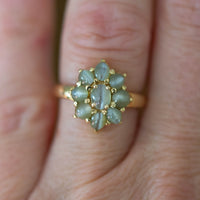 18CT YG CATSEYE CLUSTER RING