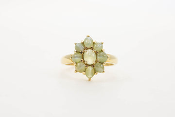 18CT YG CATSEYE CLUSTER RING