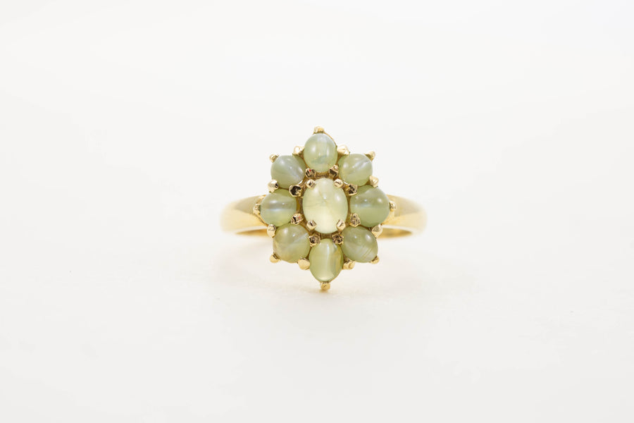 18CT YG CATSEYE CLUSTER RING