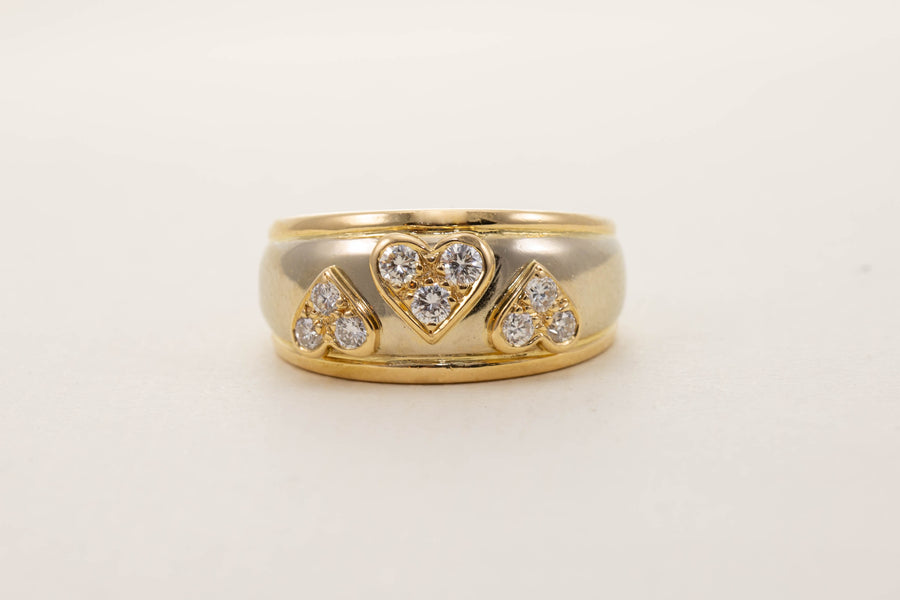 18CT YG DIAMOND SET HEART BAND