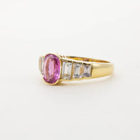 18CT YG PINK AND WHITE SAPPHIRE RING