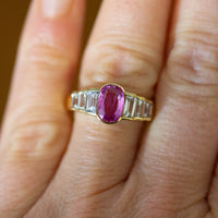 18CT YG PINK AND WHITE SAPPHIRE RING