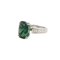 18CT WHITE GOLD TOURMALINE & DIAMOND DRESS RING