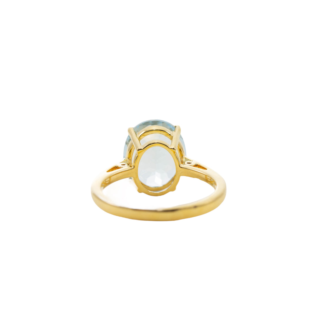 9CT YG LARGE OVAL AQUAMARINE SOLITAIRE RING 4.33ct