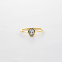 9CT YG SMALL AQUAMARINE RING 0.41ct