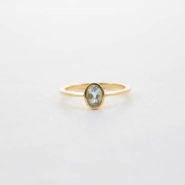 9CT YG SMALL AQUAMARINE RING 0.41ct