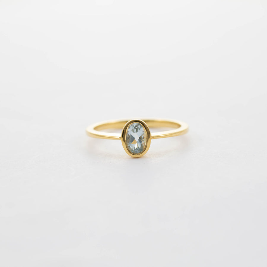 9CT YG SMALL AQUAMARINE RING 0.41ct