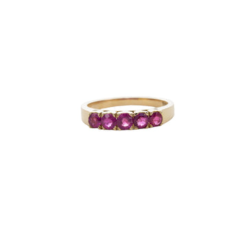 9CT YG RUBY FIVE STONE RING