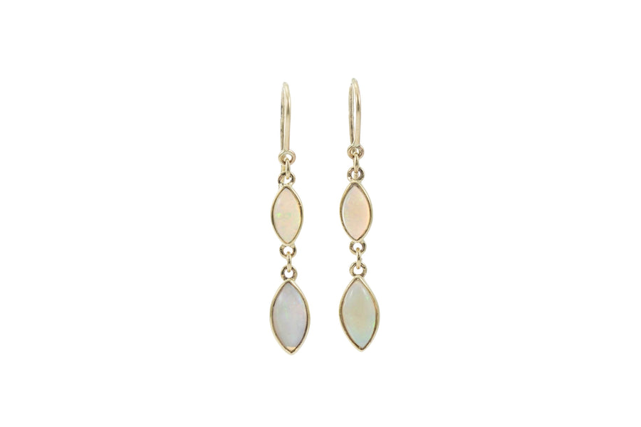 Double drop marquise cut opal earrings
