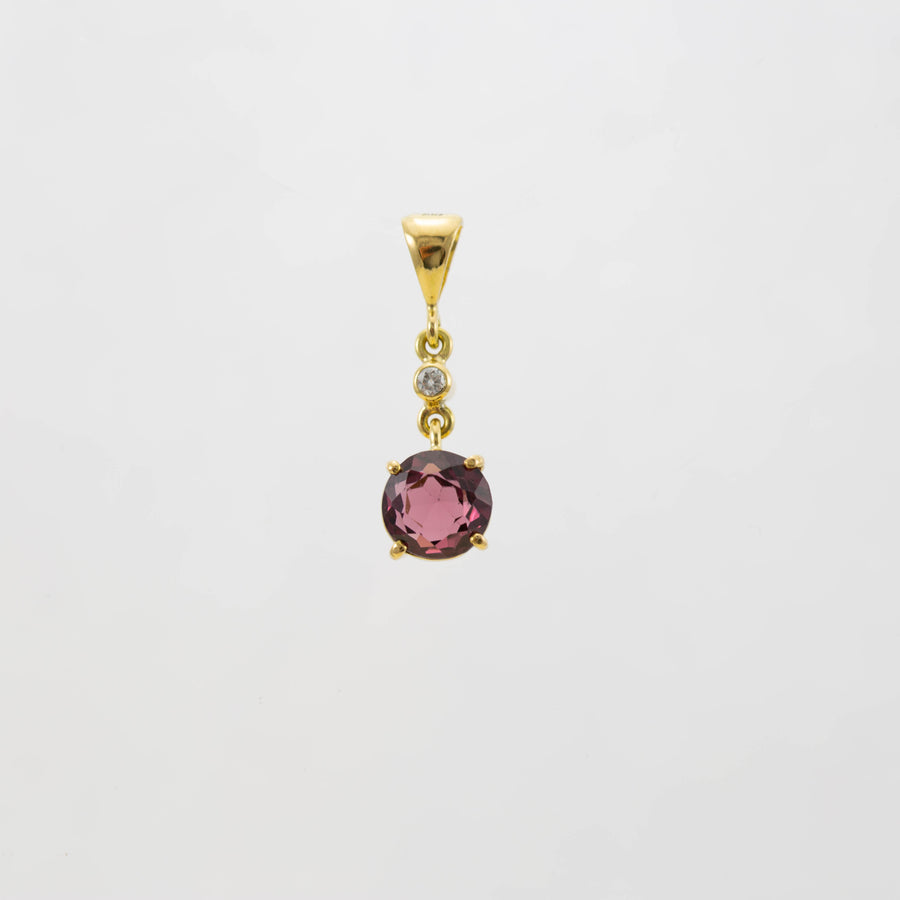 18ct YG PINK TOURMALINE & DIAMOND PENDANT