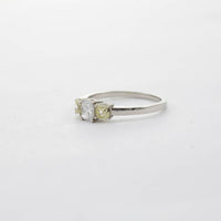 Platinum Yellow & White Diamond Three Stone Ring