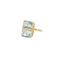 18CT YG AQUAMARINE SOLITAIRE RING 12.53CT