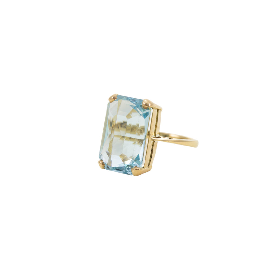 18CT YG AQUAMARINE SOLITAIRE RING 12.53CT