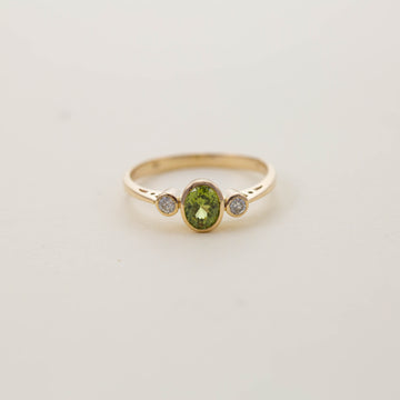 CHRYSOBERYL & DIAMOND THREE STONE RING