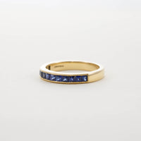 18ct YG Princess cut Sapphire Half Eternity Ring 0.85CT