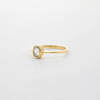 9CT YG SMALL OVAL AQUA SOLITAIRE RING 0.39ct