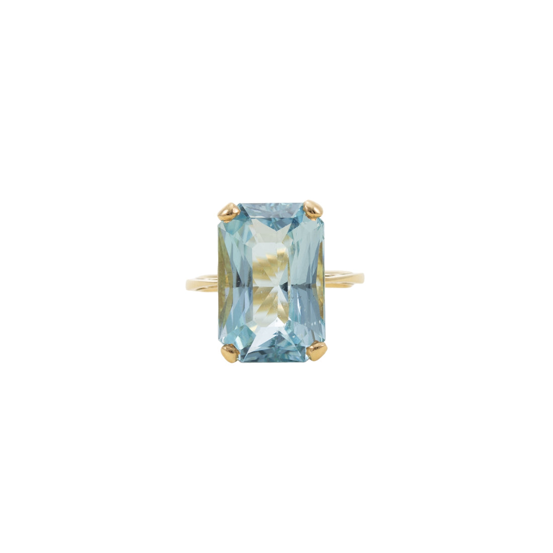 18CT YG AQUAMARINE SOLITAIRE RING 12.53CT