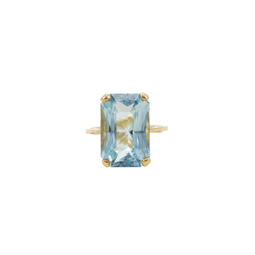 18CT YG AQUAMARINE SOLITAIRE RING 12.53CT