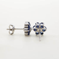 18ct WG Sapphire & diamond cluster stud earrings