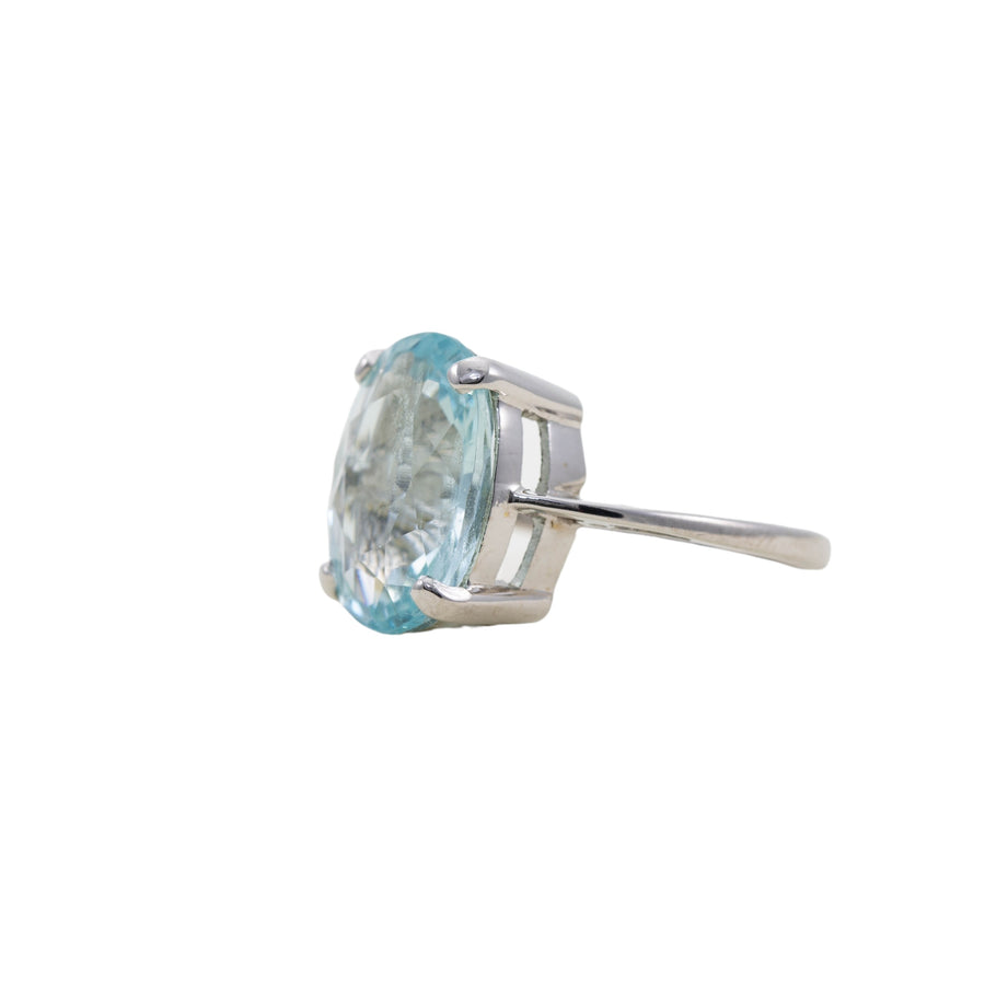 9ct WG Aquamarine Solitaire Ring 7.04ct