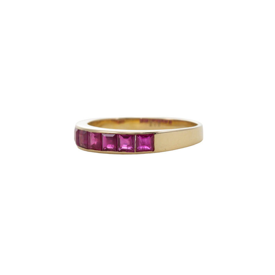 SQUARE CUT RUBY HALF ETERNITY RING