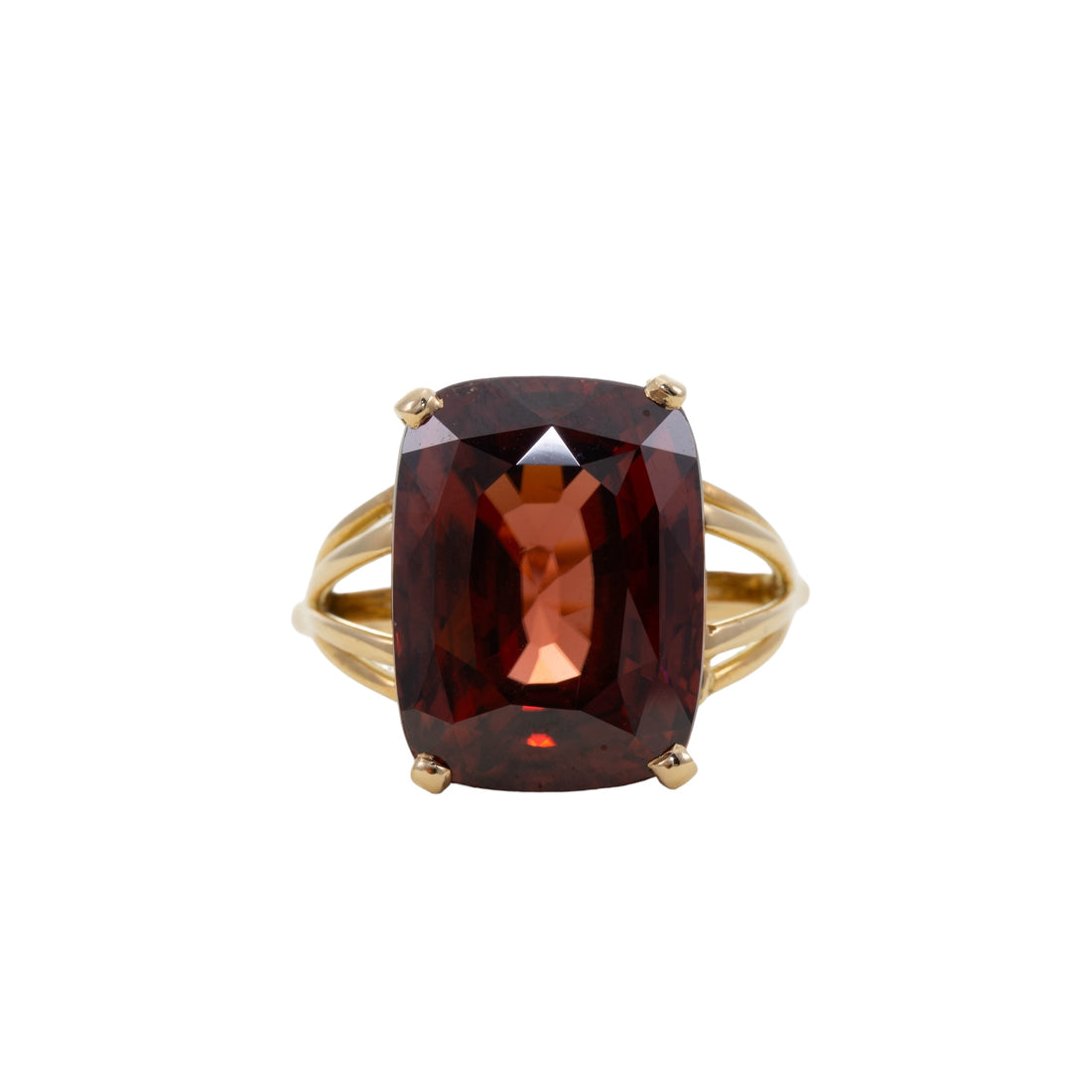 18CT YG ORANGE ZIRCON SOLITAIRE RING 18.70CT