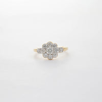 18CT YG DIAMOND DAISY CLUSTER RING