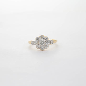 18CT YG DIAMOND DAISY CLUSTER RING