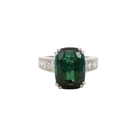 18CT WHITE GOLD TOURMALINE & DIAMOND DRESS RING