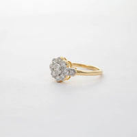 18CT YG DIAMOND DAISY CLUSTER RING