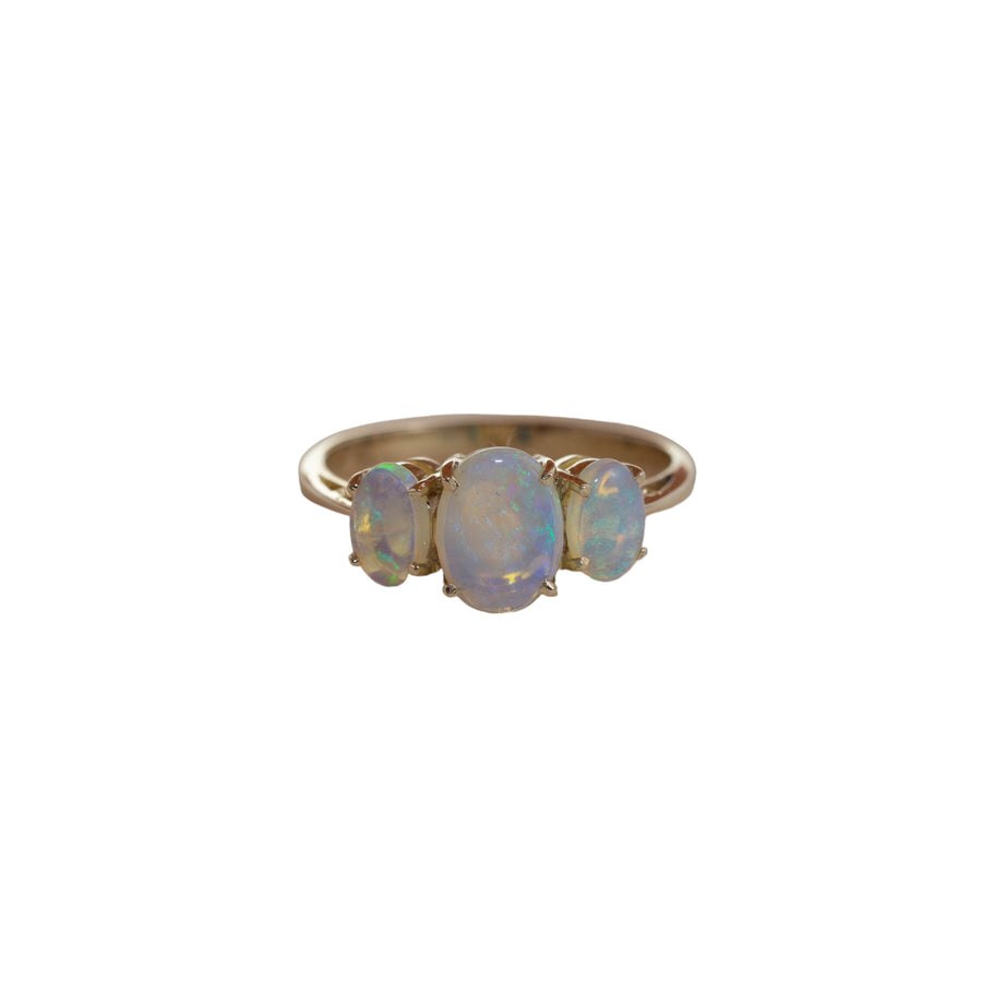 Solid Opal Three Stone Ring