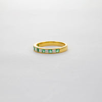 18CT YG EMERALD & DIAMOND HALF ETERNITY RING