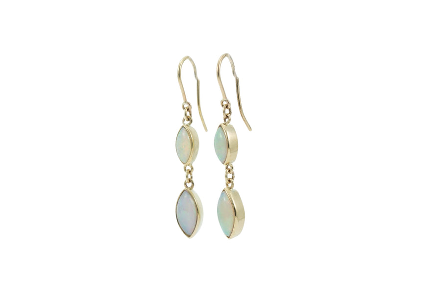 Double drop marquise cut opal earrings